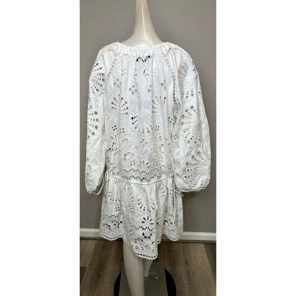 Cynthia Rowley Embroidered Drop-Waist Minidress in White Medium $645 - Picture 9 of 11